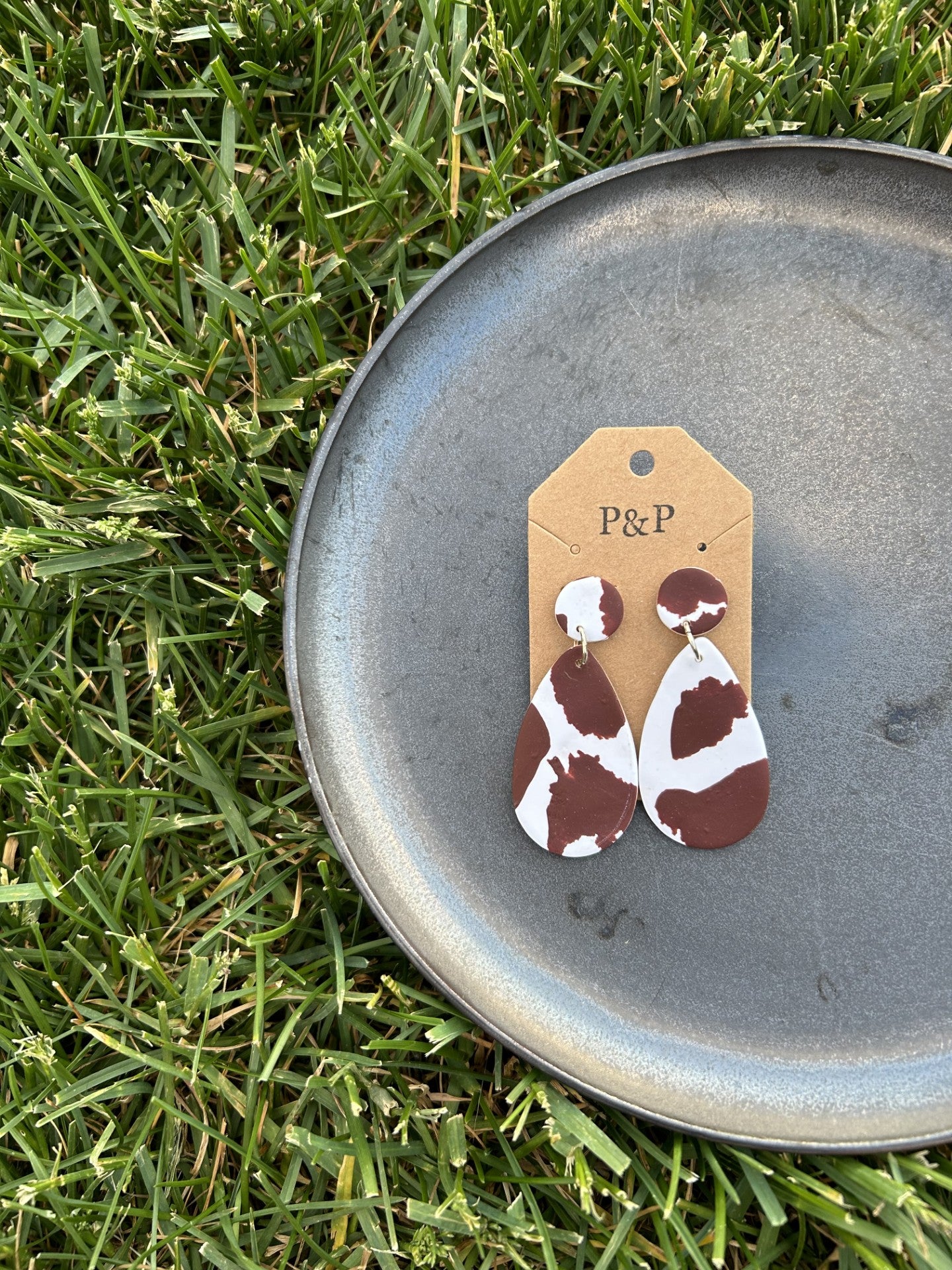 Abstract Cow Print - Large Drop Earring (CLEARANCE)