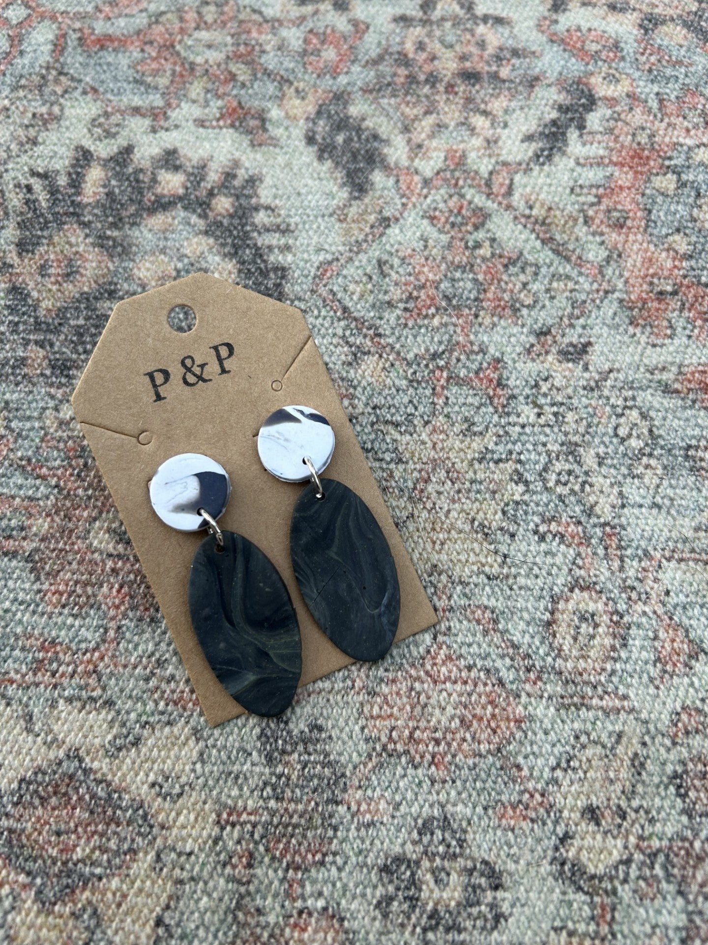 Dusty - Abstract B&W Drop Earring
