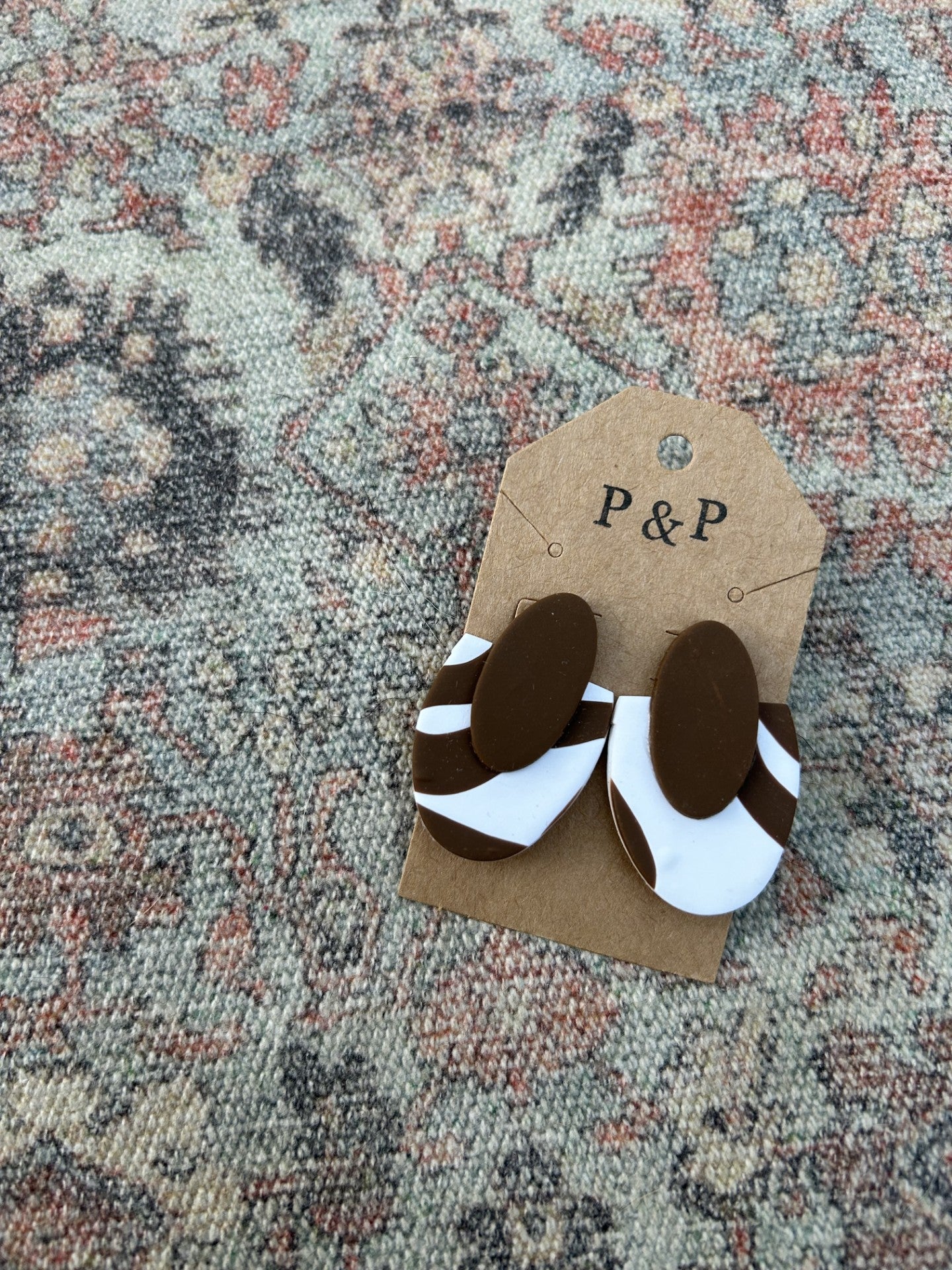 Not Your Nana's Earrings - Brown/White
