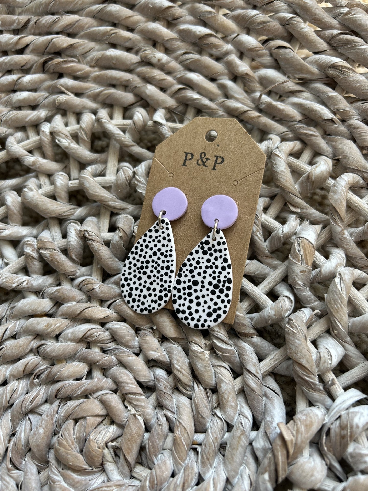 Lilac Polka Dot - Drop Earring