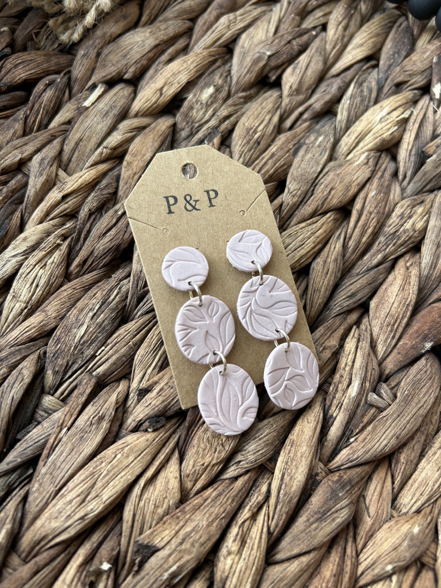 Textured Blush Drop Earring
