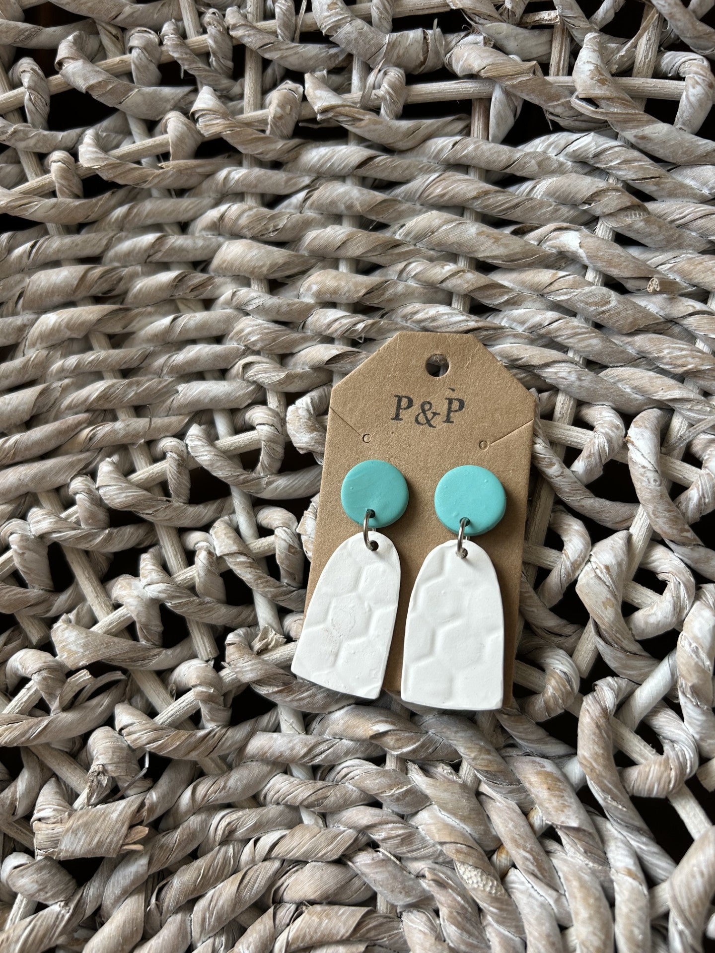 Honeycomb With A Splash - Clay Earring