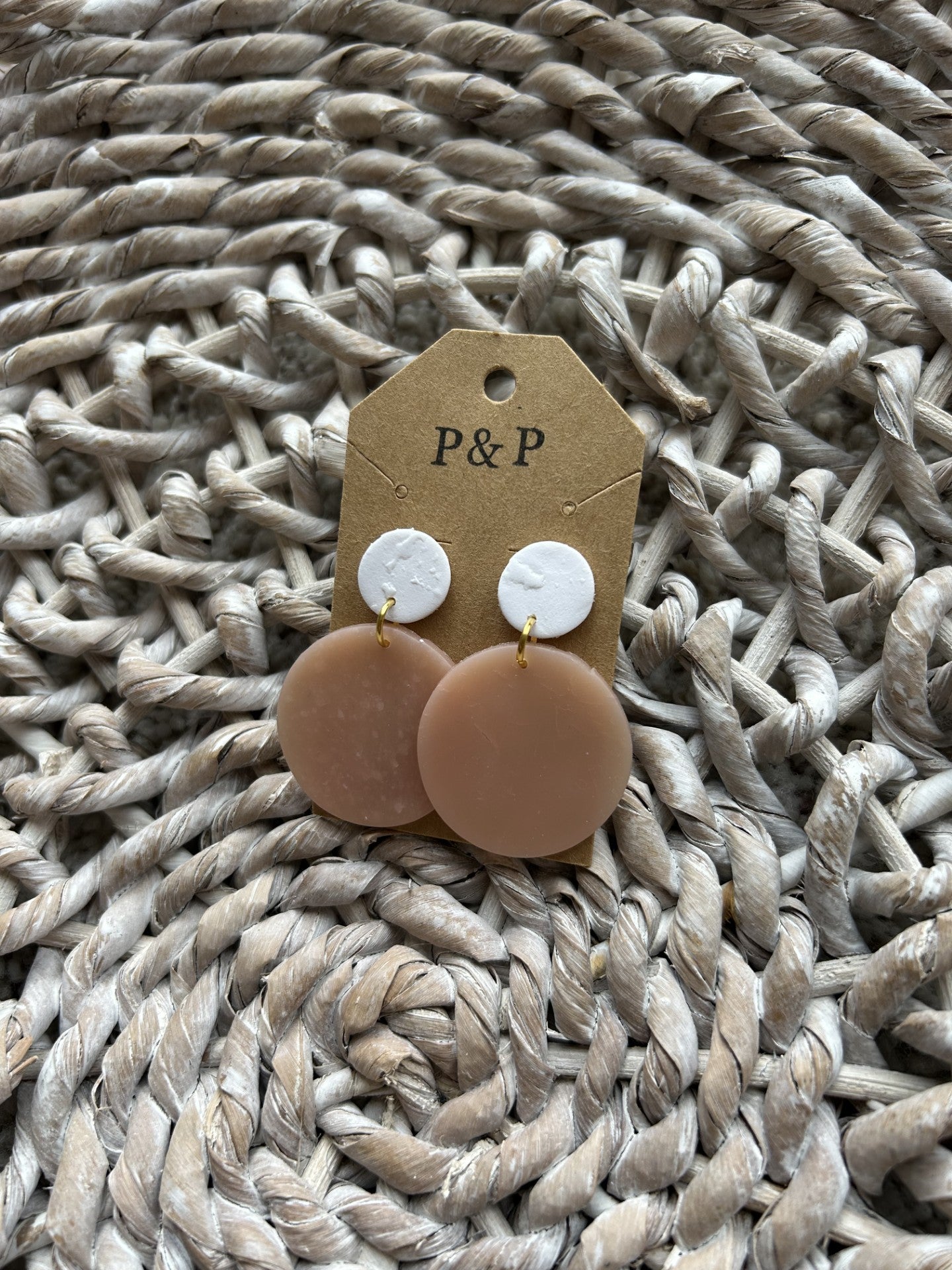 Bubbling Blush & Textured White - Circle Earring