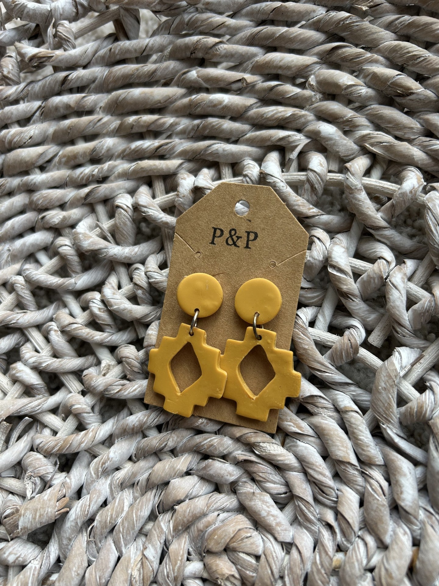 Sunset Aztec - Hand Cut Clay Earring