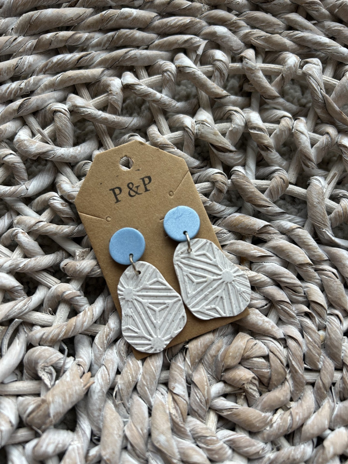 Shimmery Speckled Blue - Hand Cut Clay Earring