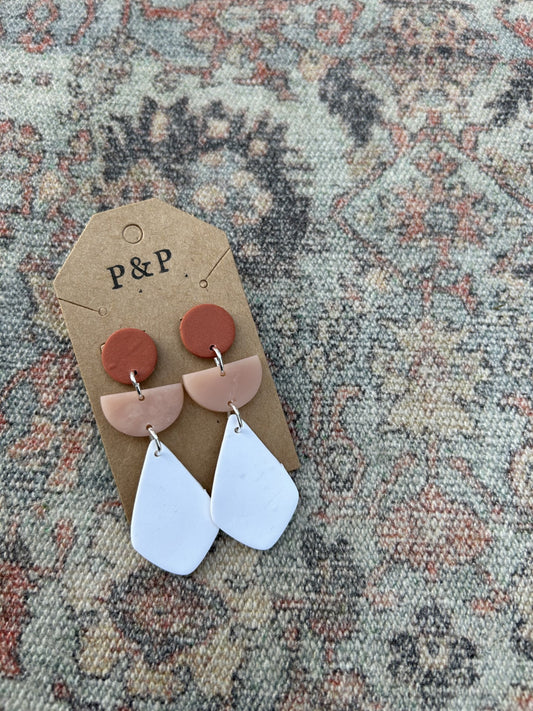 Dusty Peach - Angled Drop Earring