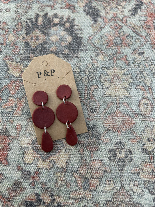 Madly Maroon - Circle Drop Earring