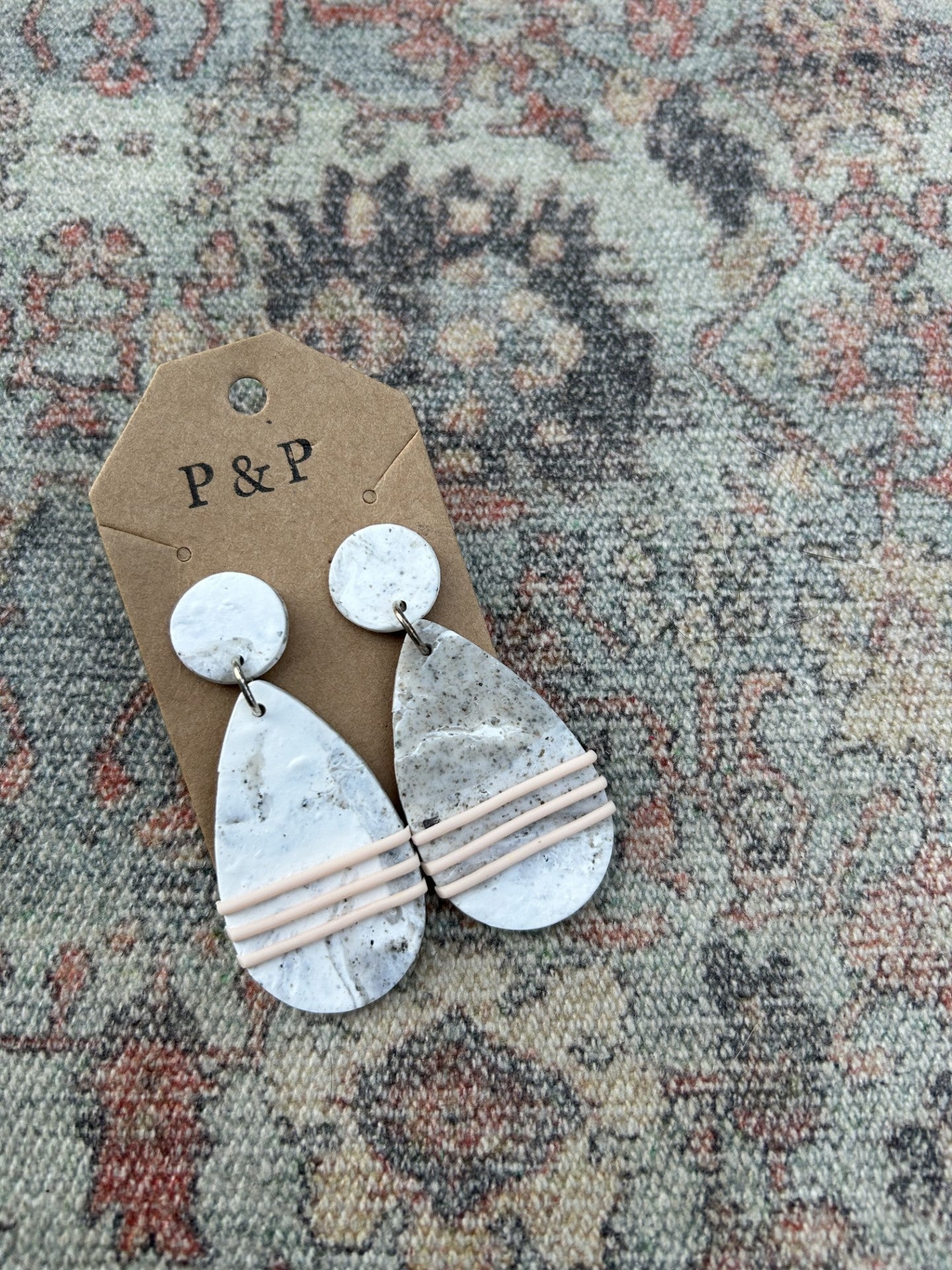 Light Pink & Sand - Large Drop Earring