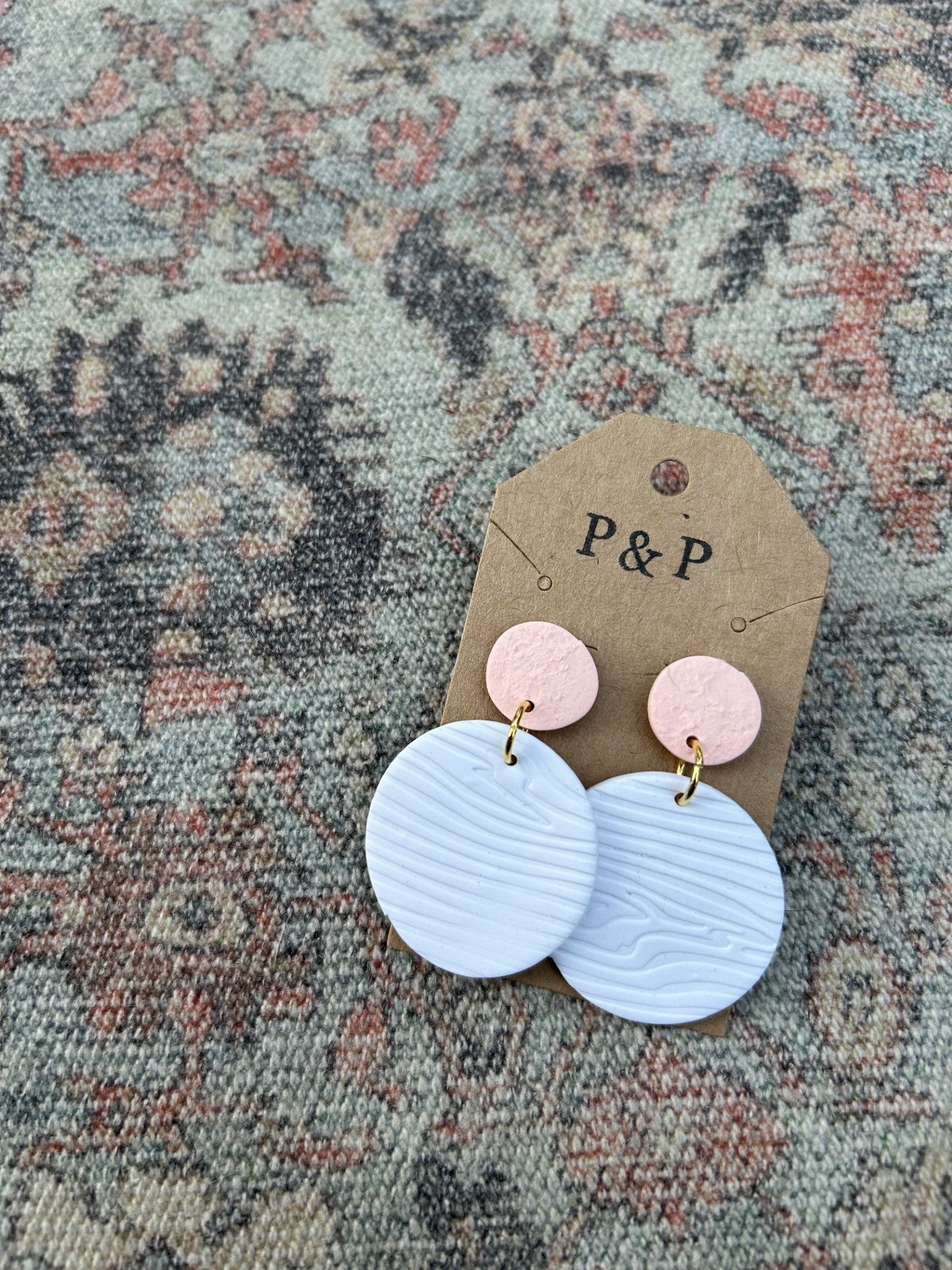 White Birch & Pink Clay Earring