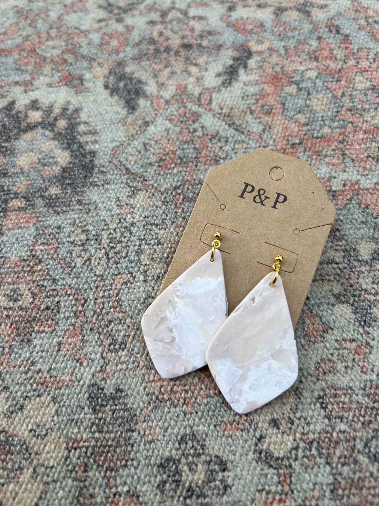 Abstract Blush Shimmer - Large Angled Drop Earring
