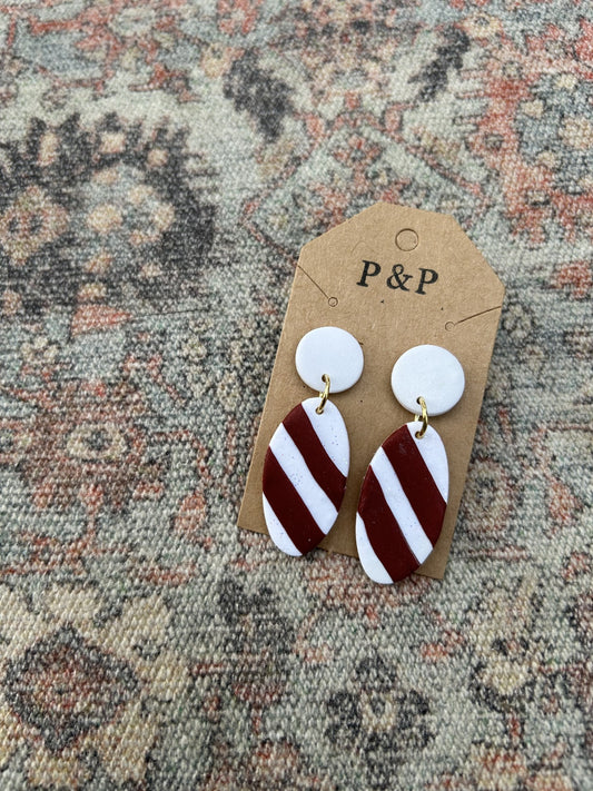 Candy Cane - Clay Earring