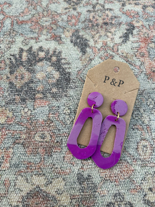 Magenta Panes - Clay Earring