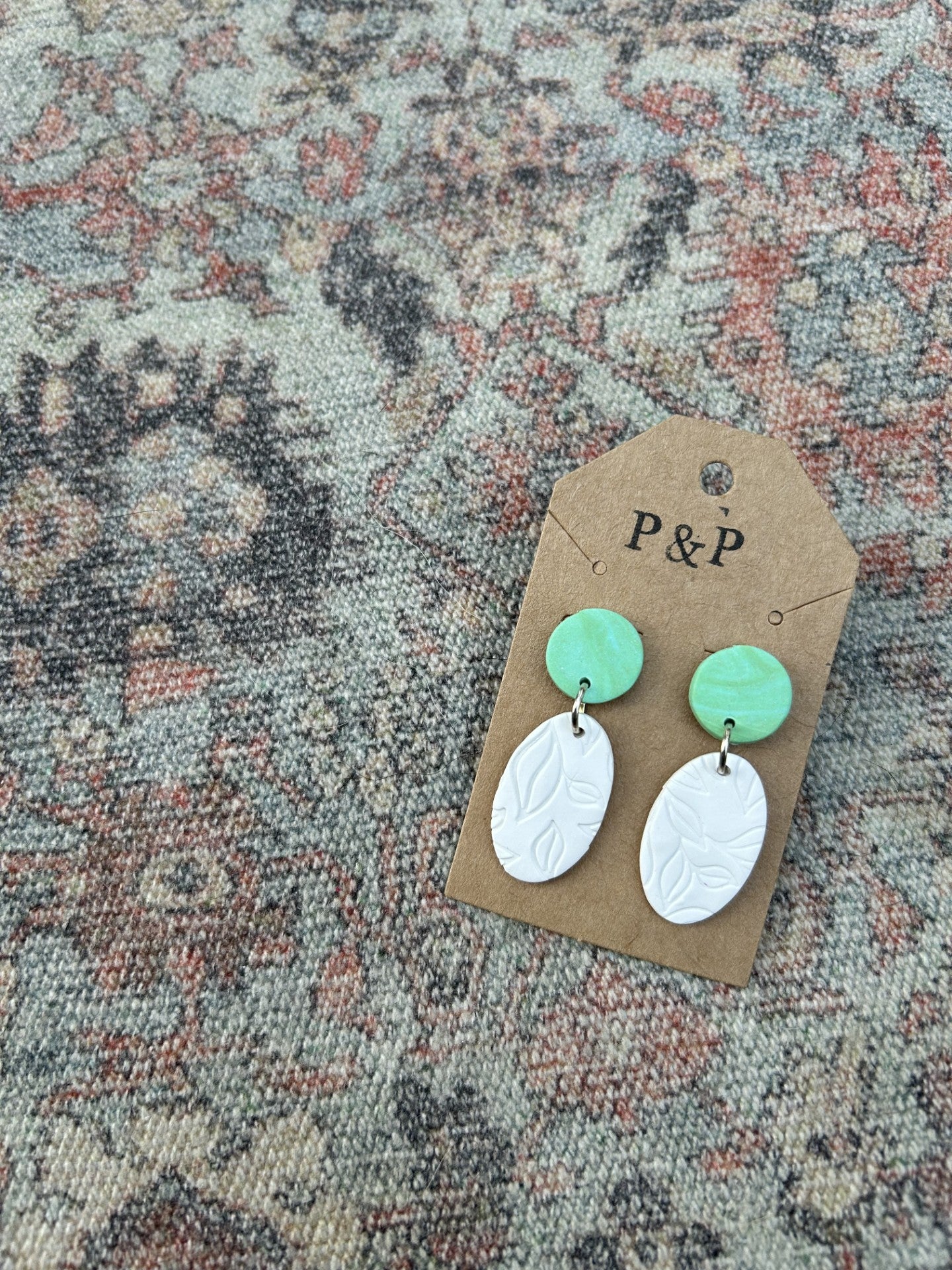 Textured White Plant Earring