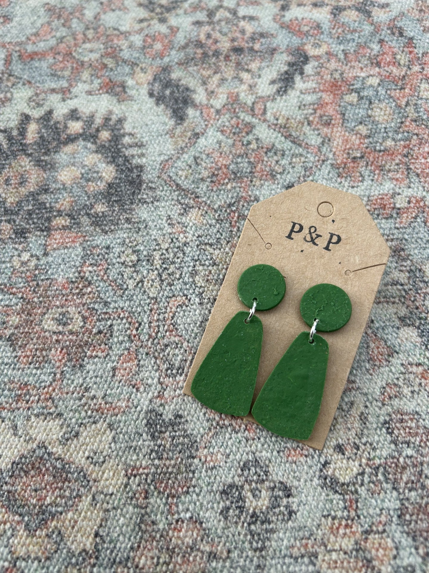 Textured Green - Clay Earring