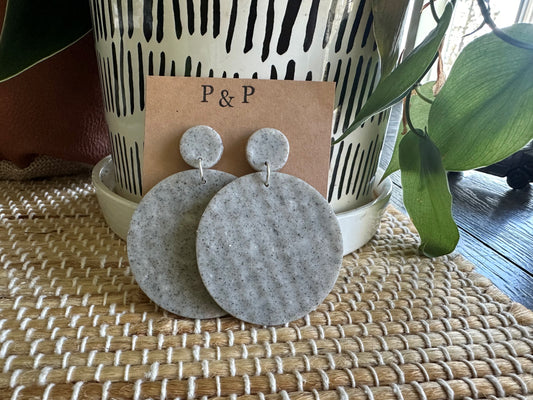 Speckled Gray Earring - Large Circle (CLEARANCE)