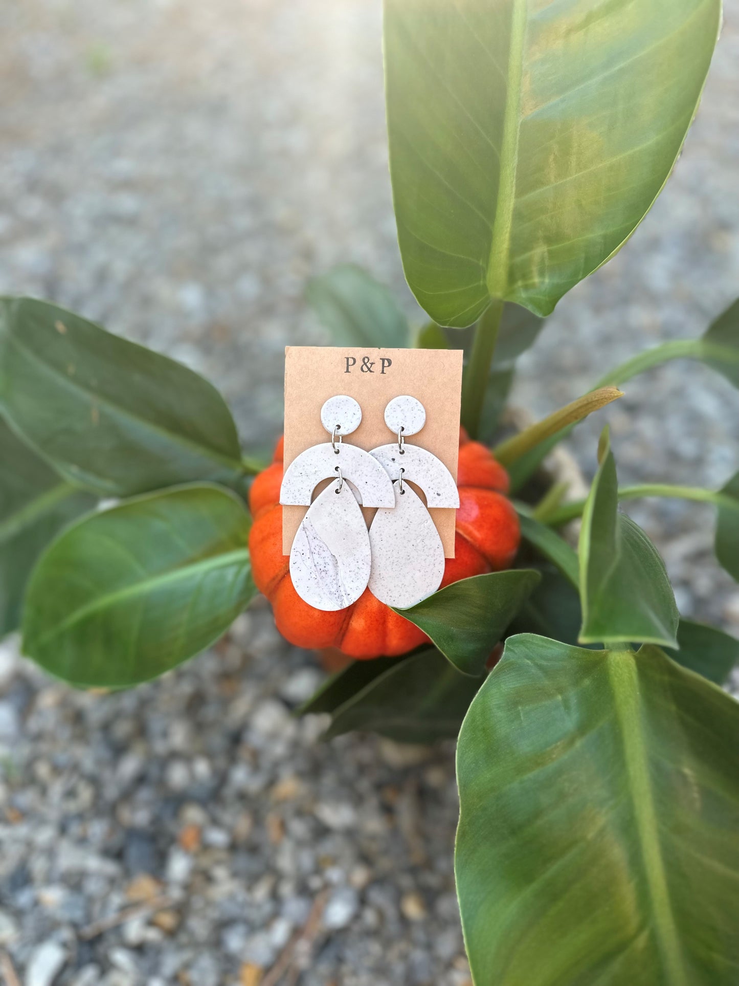 Speckled Gray Drop Earrings