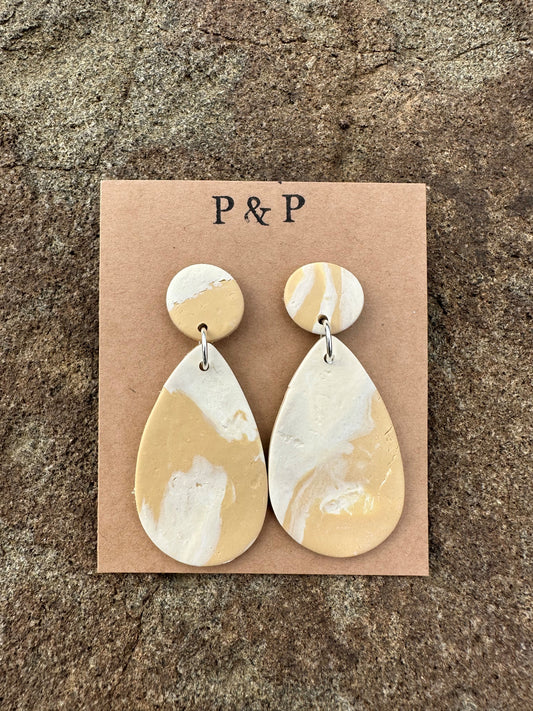 Tan Swirl - Drop Earring