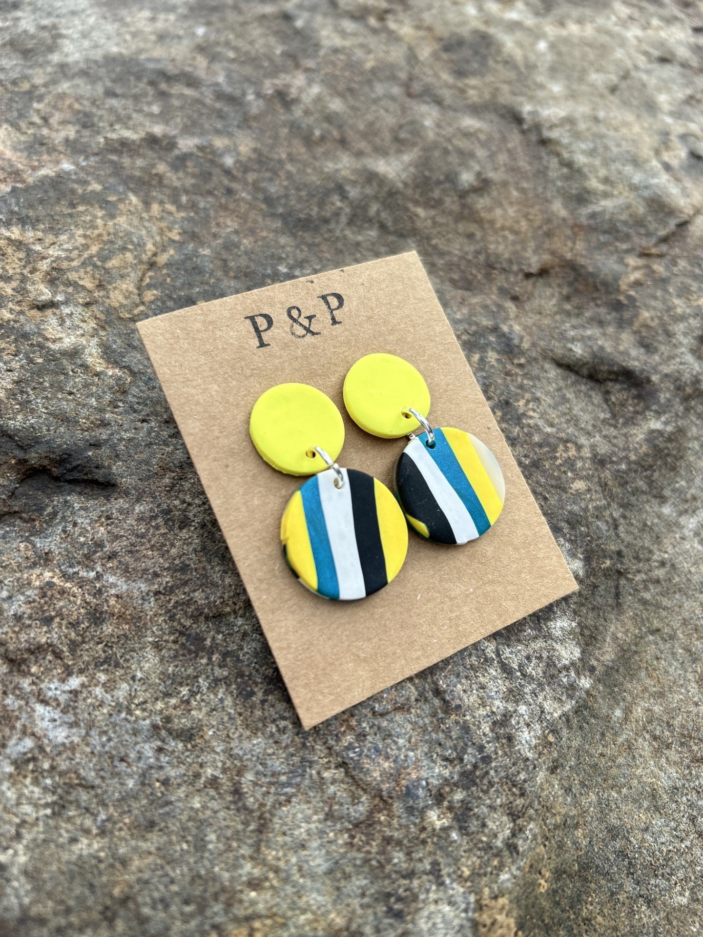 Funky Summer Stripes - Small Circle Earring