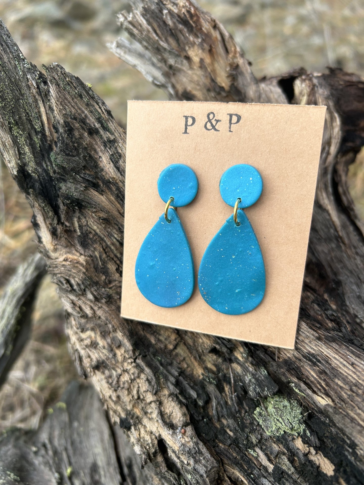 Golden Specks & Teal Drop Earring