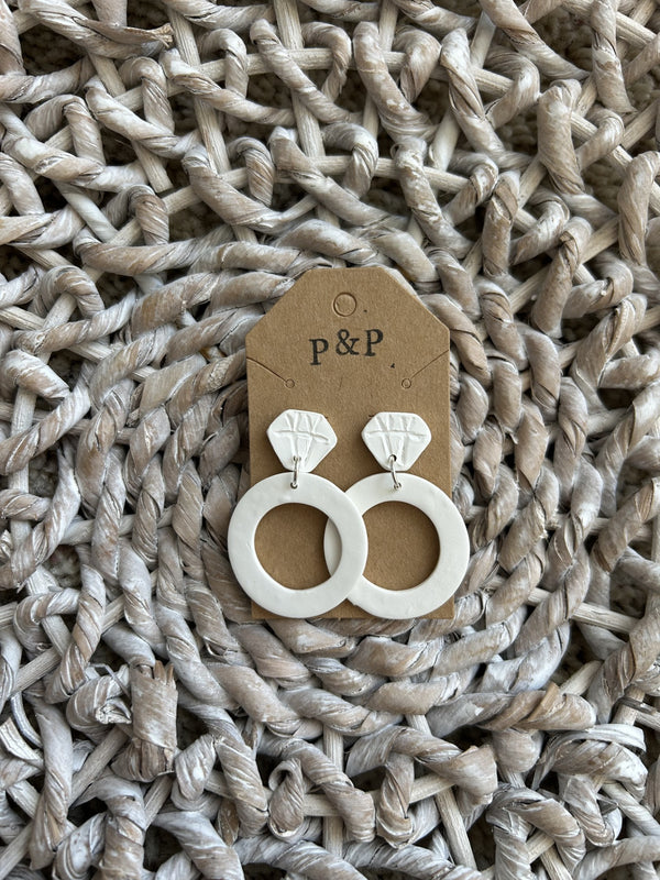 Rough Cut Diamond - Thick Hoop Earring