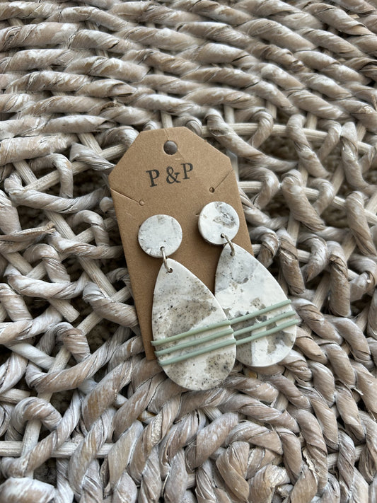 Light Sage & Sand - Large Drop Earring