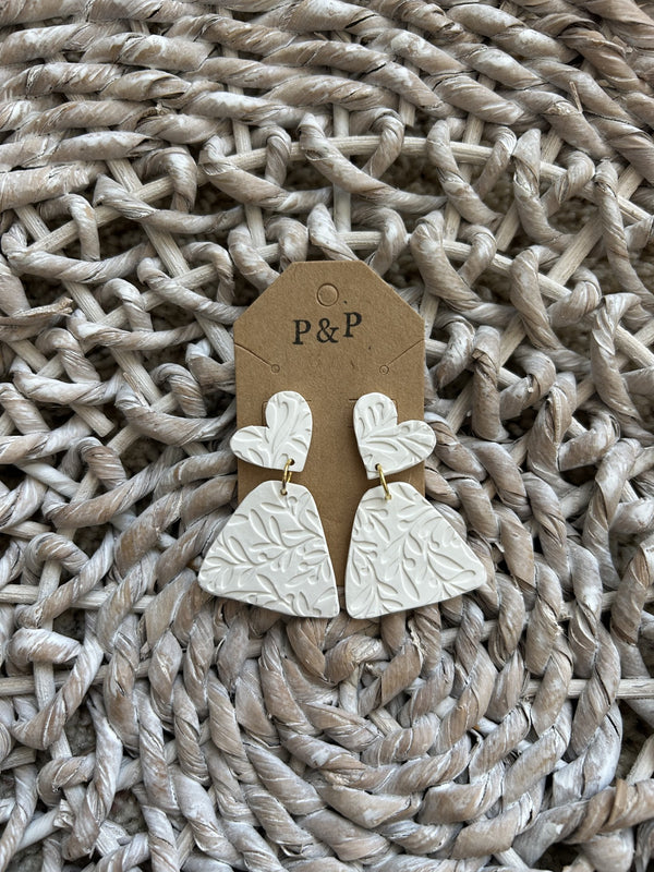 Textured Heart - Clay Earring
