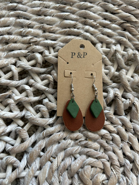 Leather Situation (Deep Green) - Clay& Leather Earring