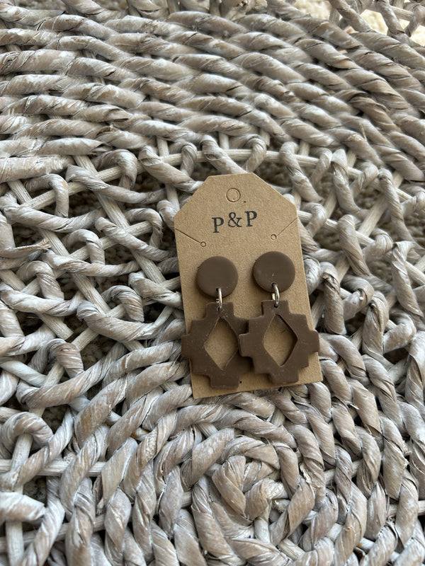 Aztec - Hand Cut Clay Earring