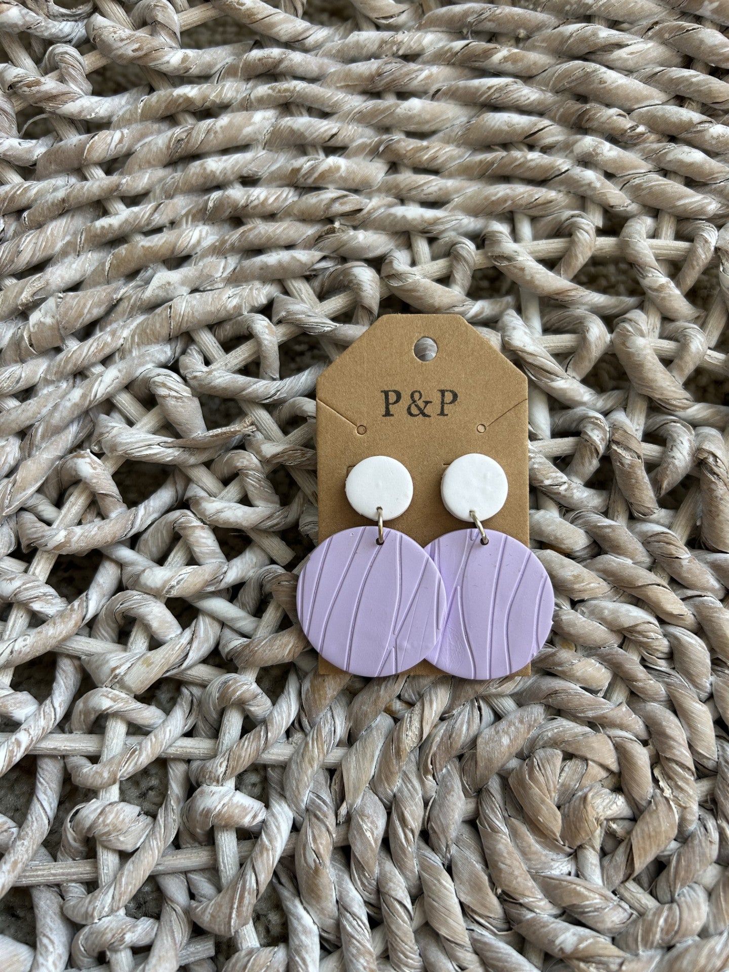 Textured Lilac - Circle Earring