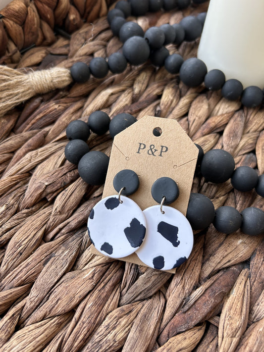 W&B Cowhide - Circle Earring