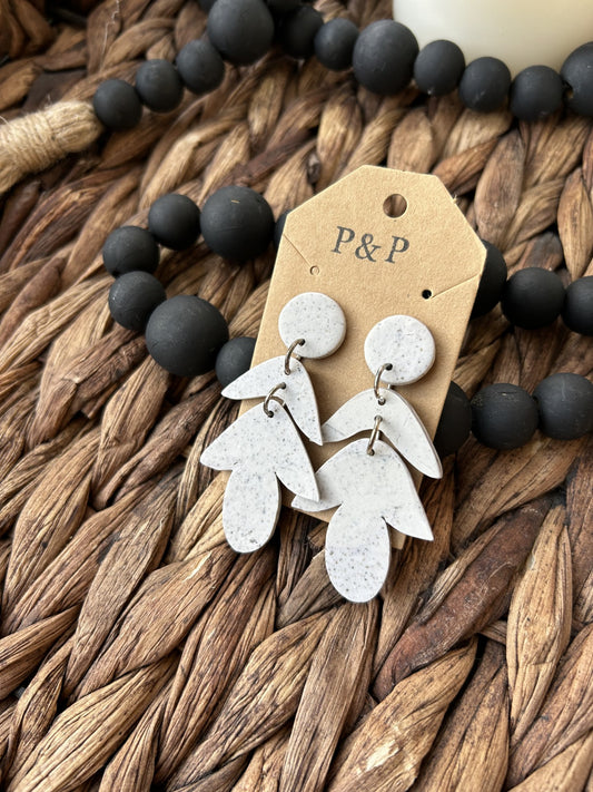 Speckled Gray - Hand Cut Clay Earring