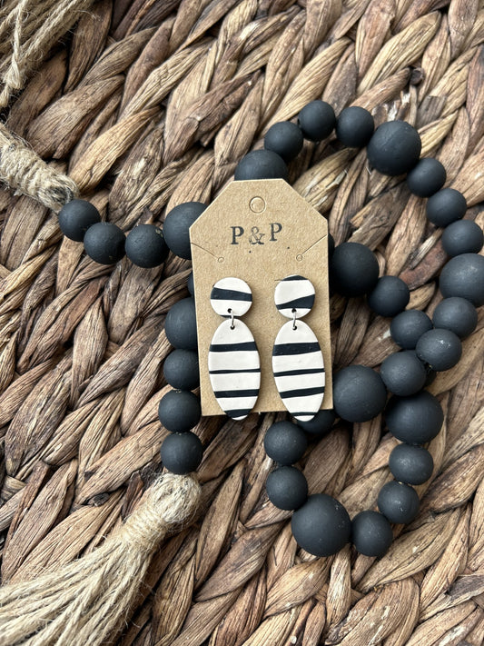 Black & Tan - Drop Earring