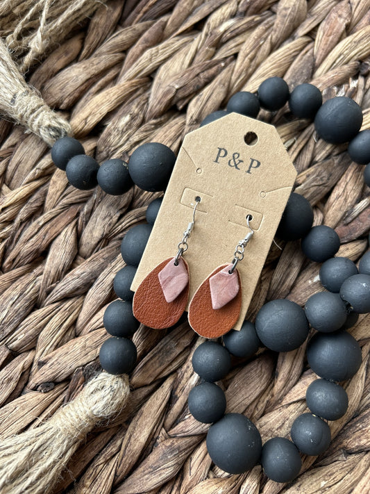 Milk Chocolate - Clay & Leather Drop Earring