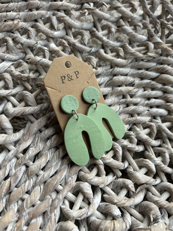 Soft Sage - Hand Cut Arch Earring